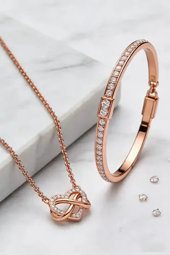 Collar Infinito Brillante Color Dorado Rosa | Grado B