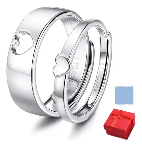 ANILLOS DE PROMESA PAREJA PLATA925 COMPROMISO AJUSTABLEPLATA PLATA AJUSTABLE