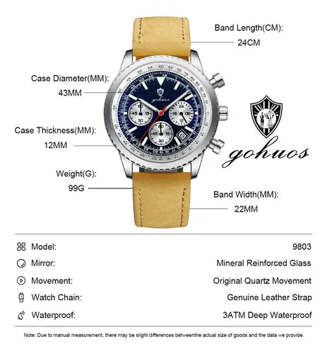 Reloj de Cuero Gohuos Business Cronógrafo | Grado B