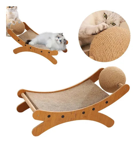 ACCESORIO DE BOLA RASCADORA ONDULADA PARA GATOS, SISAL DORADO