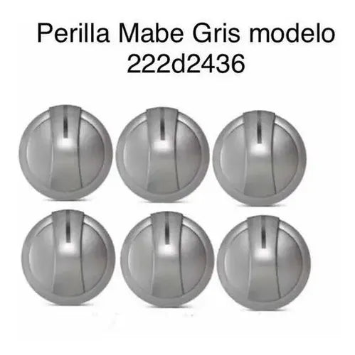 Perilla para Estufa Mabe Plata 222D2436 Juego 6 Pzas | Grado B