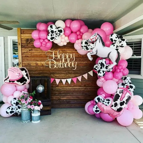 Globos de Caballos Decoración Cumpleaños de Vaquera Fiesta - Bordó - Lunares | Grado B
