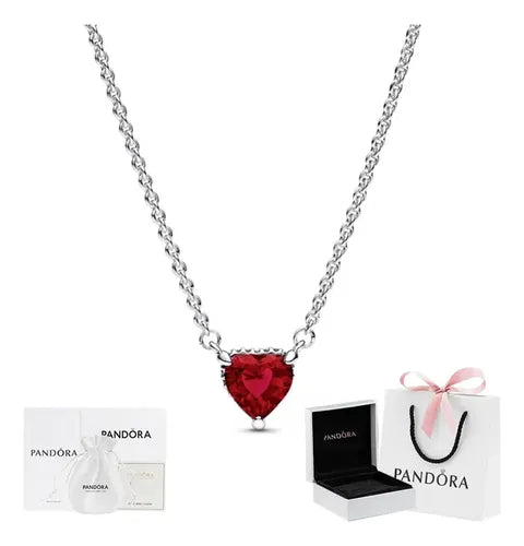 Collar Corazón con Kit de Regalo Color Plateado