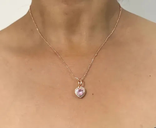 Collar de 36 cm con Dije Color Dorado Rosa | Grado B
