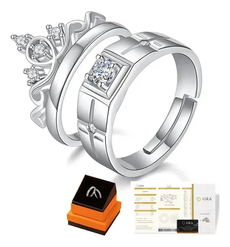 ANILLOS DE PROMESA PAREJA PLATA925 COMPROMISO AJUSTABLEPLATA PLATA AJUSTABLE