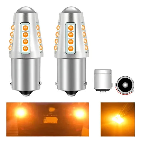2 Foco LED 1156 BAU15S PY21W Auto Direccionales sin Error | Grado B