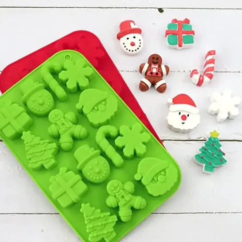 Molde Silicón Navidad 14 Figuras Árbol Jengibre Santa Nieve
