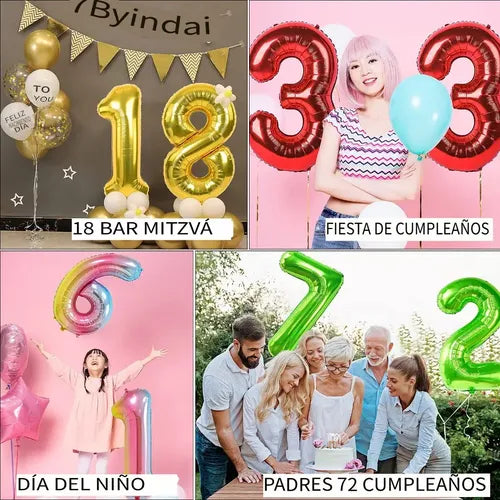 Globo Metalico Numero Gigante 86 CM 32 In Cumpleaños Fiesta | Grado B