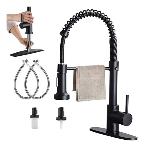 Grifo Monomando para Cocina Acero Inoxidable Negro Mate Yesop T-221 | Grado B