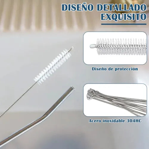 20 Cepillos Limpiadores para Popote de Acero Inoxidable 23 cm | Grado B