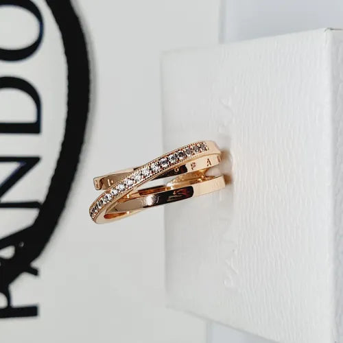Anillo Triple Banda Cruzado con Kit de Regalo Color Dorado Rosa