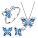 Mariposa Conjunto Joyas para Mujer Collar+aretes + Anillo | Grado B