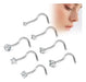 7 Piercings de Nariz de Titanio con Zirconia Color Plateado | Grado B