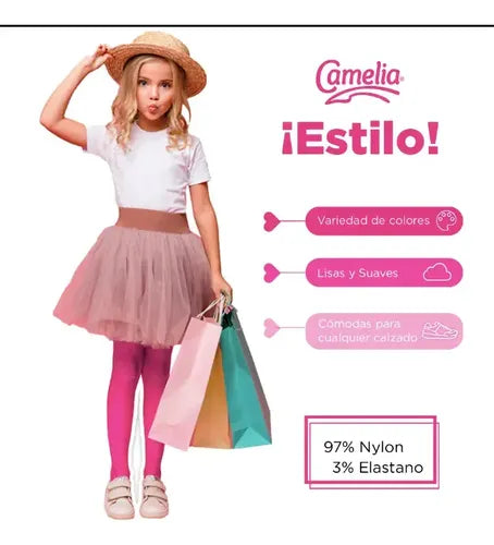 MALLAS NIÑAS LISAS COLORES CAMELIA DISFRACES CALIDAD NYLON 2