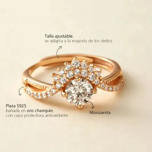 Anillos de Promesa para Pareja Ajustables Color Dorado | Grado B