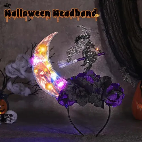 Diadema de Bruja con Luces LED para Halloween | Grado B