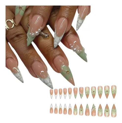 24 Uñas Postizas de Presión Modelo BT046 | Grado B