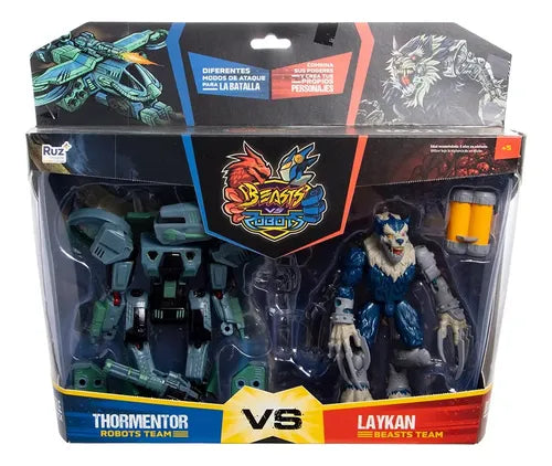 Beast Vs Robots Pack X2 Figura de Acciion 1 Robot y 1 Beast 1 Wolf Beast | Grado A