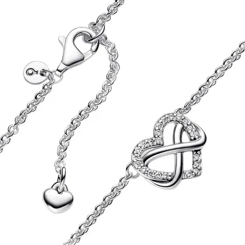 Collar Infinito Brillante Color Plateado | Grado B