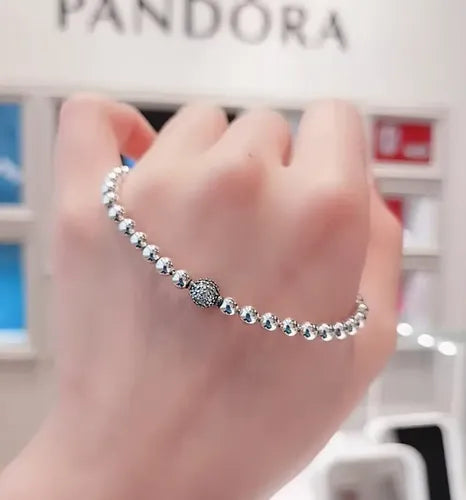 Pulsera de Cuentas Sencillas y Densas Color Plateado