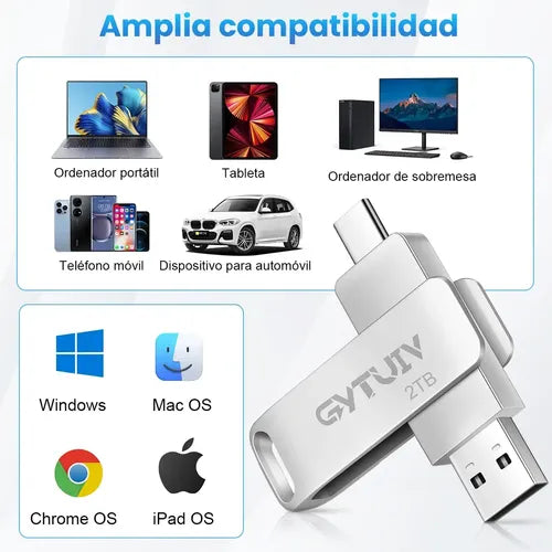 2 Piezas de Memoria USB de Alta Velocidad 3.0 Tipo C y USB | Grado B