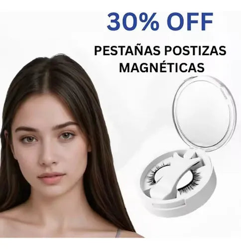 PESTAÑAS MAGNÉTICAS CON APLICADOR Y ESPEJO REUTILIZABLES BLANCO 2.6 CM 6 MM