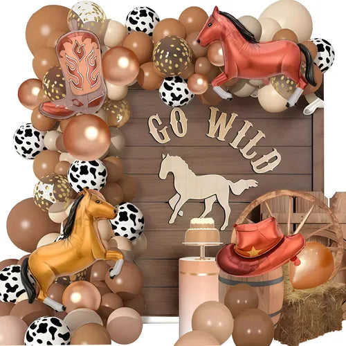 Globos de Caballos Decoración Cumpleaños de Vaquera Fiesta - Bordó - Lunares | Grado B