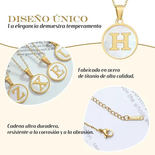 Collar con Dije de Inicial en Acero Inoxidable Color Dorado | Grado B
