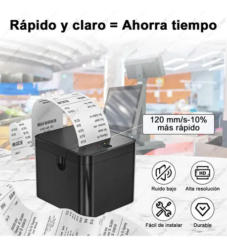 Impresora Térmica Ticket Recibos 58MM Suzwip Bluetooth+usb con 5 Rolls Paper Impresora Bluetooth | Grado B