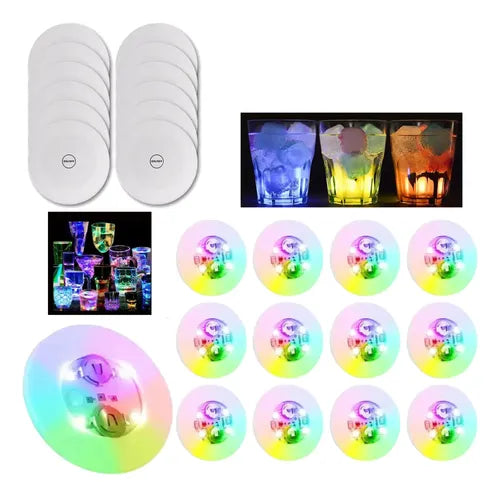 12 Pegatinas para Botellas Posavasos Luces Taza Tapete LED | Grado B