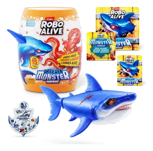 Zuru Robo Alive Deep Sea Monster Surprise Tiburón Juguete Robótico Figura Animal 71155A Azul | Grado A