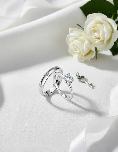 Anillos de Promesa Joyería Color Plateado para Mujer Ajustables | Grado B