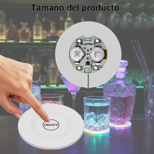 12 Pegatinas para Botellas Posavasos Luces Taza Tapete LED | Grado B