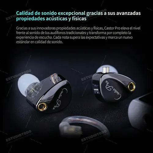 Audífonos Kz Castor Pro Versión Bass Iem Músicos Gamer Kit Negro GRADO B