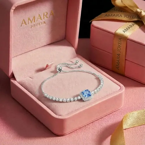 Pulsera con Cristal Amarillo Elegante Color Plateado | Grado B