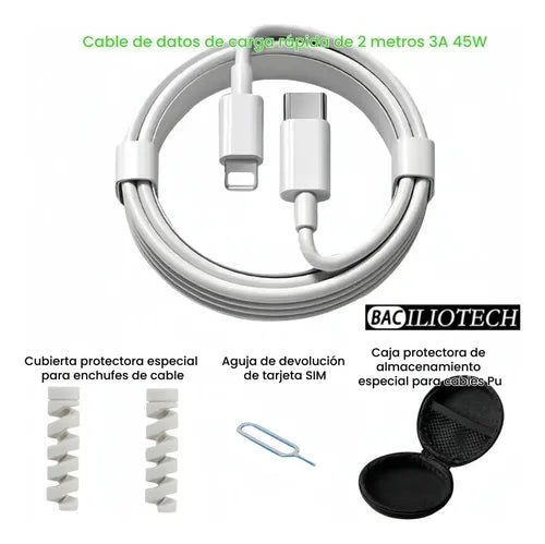 2M Cable para iPad iPhone 5 6 7 8 X Se 11 12 13 14 de Carga Rápida Conjunto | Grado B