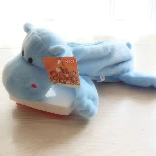 Estuche de Lápices de Peluche con Forma de Hipopótamo Color Azul | Grado B