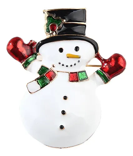 Broche Pin Navideño de Muñeco de Nieve con Cristales Multicolor | Grado B
