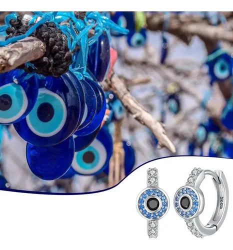 Aretes de Ojo Turco con Pavé de Zirconias Color Plateado | Grado B