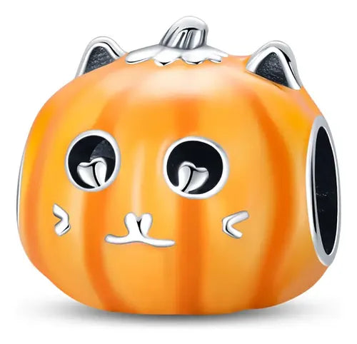 Charm con Forma de Calabaza de Halloween Color Plateado y Naranja | Grado B