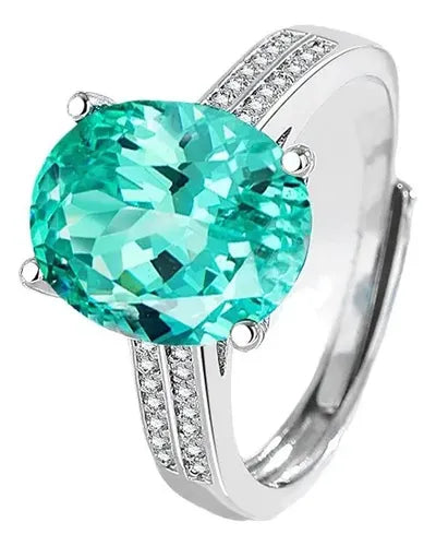 Anillo Azul Verde con Cristal Elegante 8 mm | Grado B