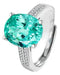 Anillo Azul Verde con Cristal Elegante 8 mm | Grado B