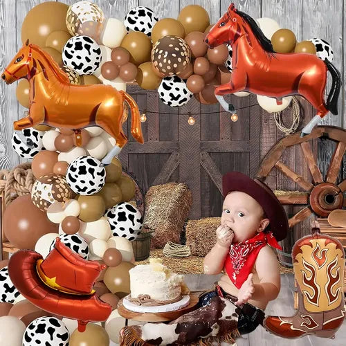 Globos de Caballos Decoración Cumpleaños de Vaquera Fiesta - Bordó - Lunares | Grado B