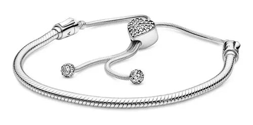 Pulsera de Serpiente con Corazón Regalo para Ella Color Plateado | Grado B