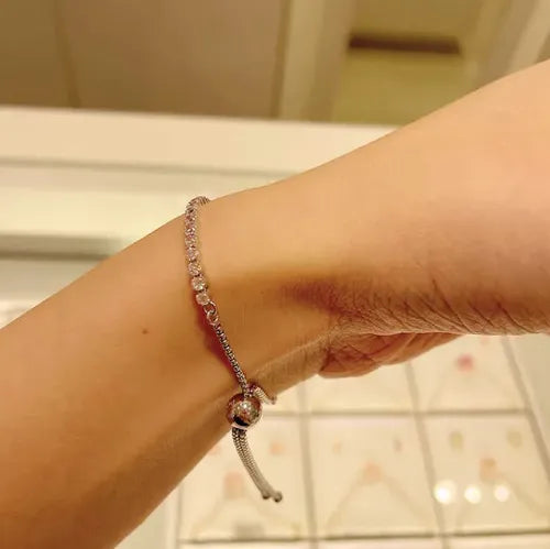 Brazalete de Tenis Deslizante Rosa con Kit de Regalo Color Dorado Rosa