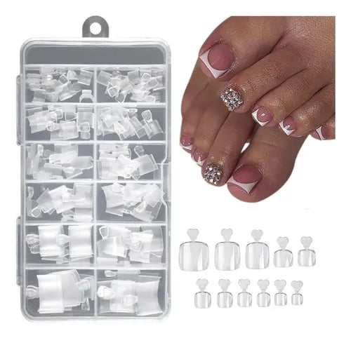 120 PZS TIPS UñAS POSTIZAS SUAVE GEL PIES PEDICURA INST TRANSPARENTE GRADO A