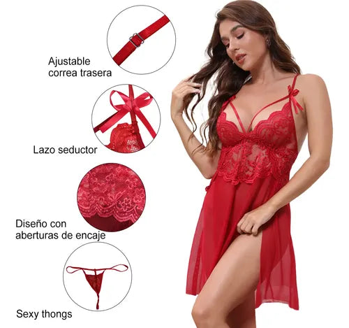 Lencería de Encaje Tipo Baby Doll para Mujer | Grado B