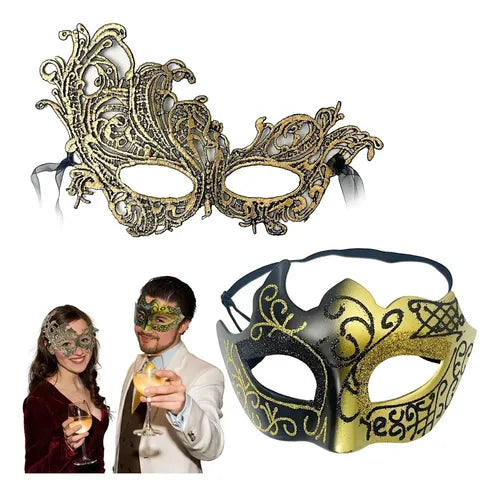 2 Antifaz Fiesta Mascaras Halloween Pareja Carnaval Cosplay | Grado B