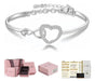 Pulsera de Corazón Ajustable para Mujer Color Plateado | Grado B