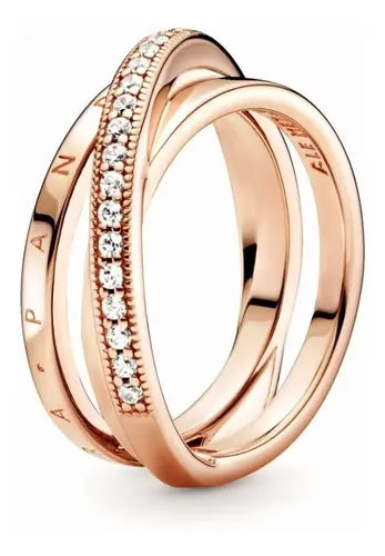 Anillo Pandora De Banda Triple Cruzado Con Pavé Color Rose ...